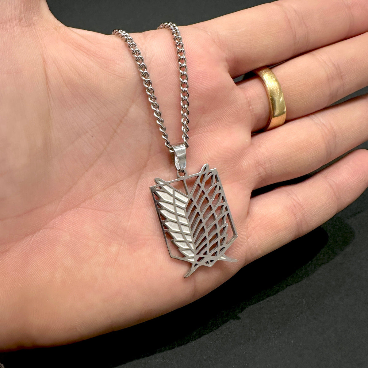 Minimalist Survey Corps pendant necklace for anime fans
