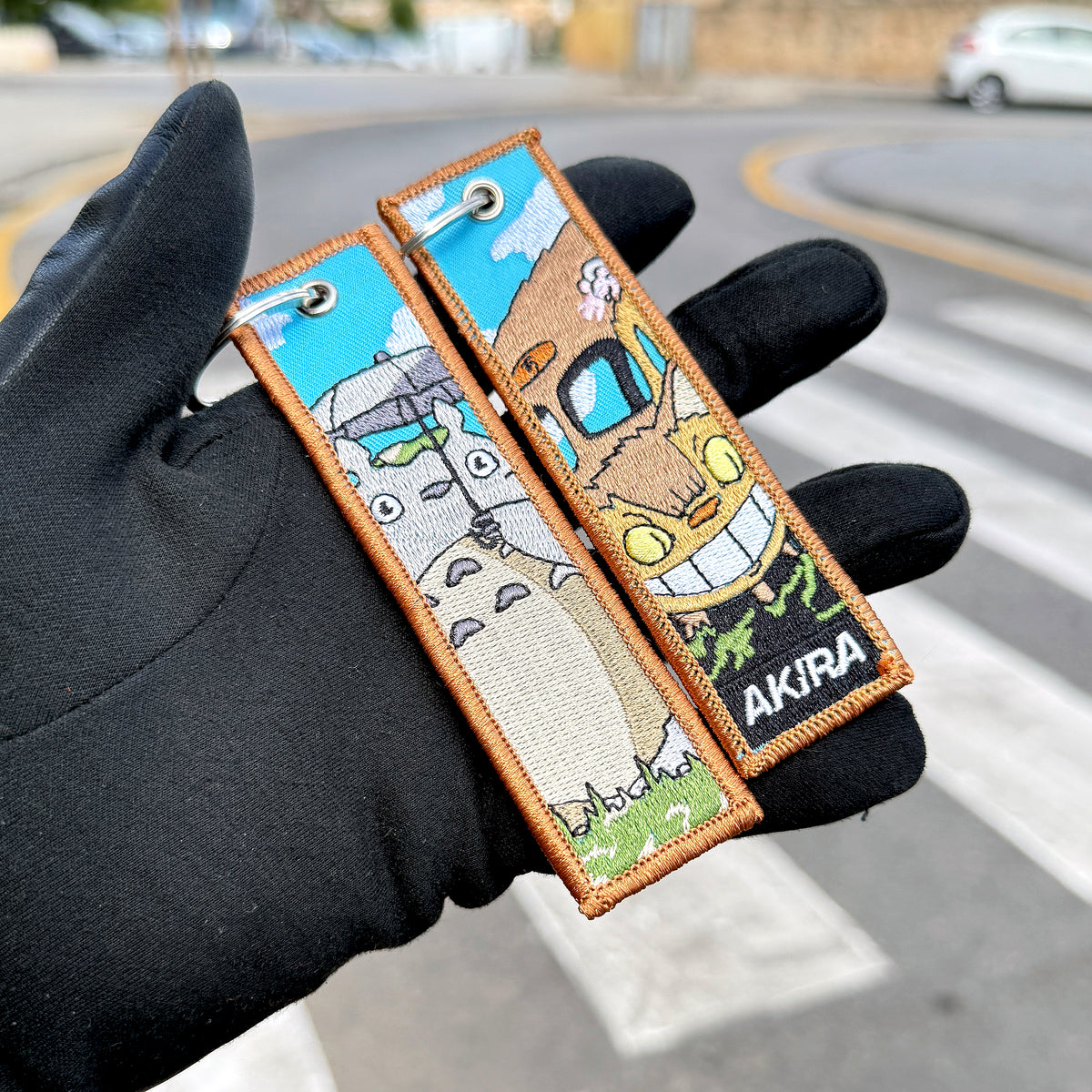 Detail of Totoro embroidered keychain – soft fabric anime keychain – Akira Gallery
