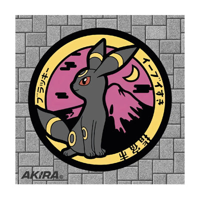 Umbreon Pokémon Poké Lid vinyl sticker featuring Japanese manhole cover artwork