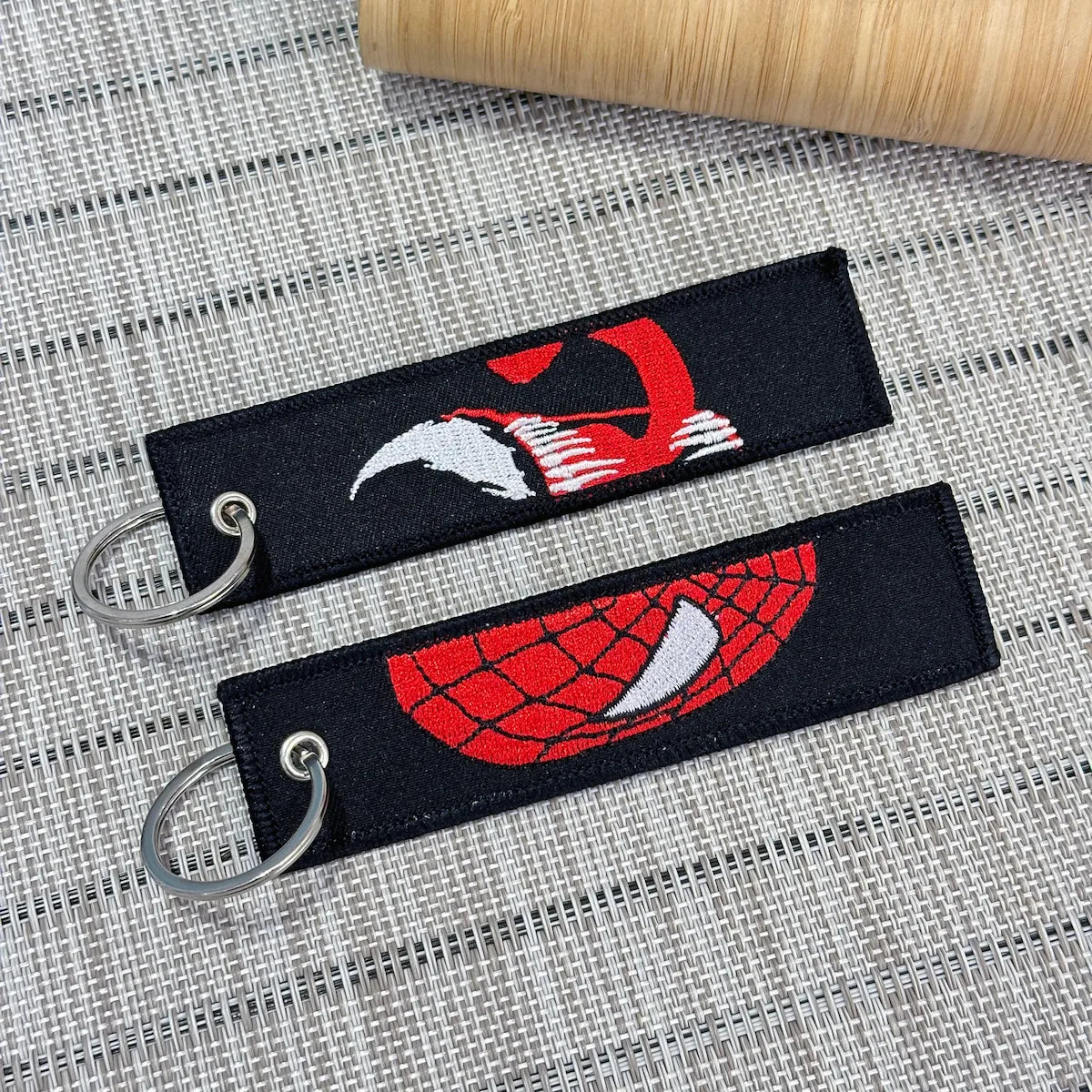 Spiderman & Venom Embroidered Anime Keychain