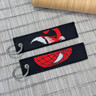 Spiderman & Venom Embroidered Anime Keychain