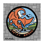Charizard Pokémon Poké Lid vinyl sticker featuring Japanese manhole cover artwork
