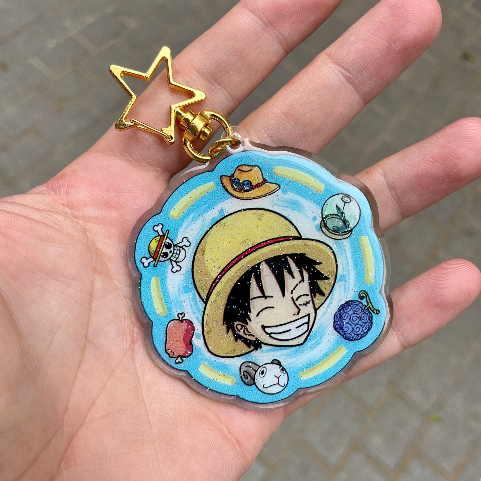 luffy one piece sanji zoro chopper nami brook wano anime manga charm lucky otaku cosplay keychain