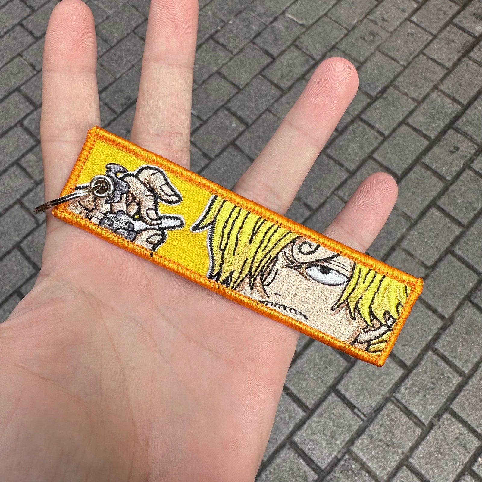 Front view of Sanji embroidered keychain – anime keychain – Akira Gallery
kawaii 