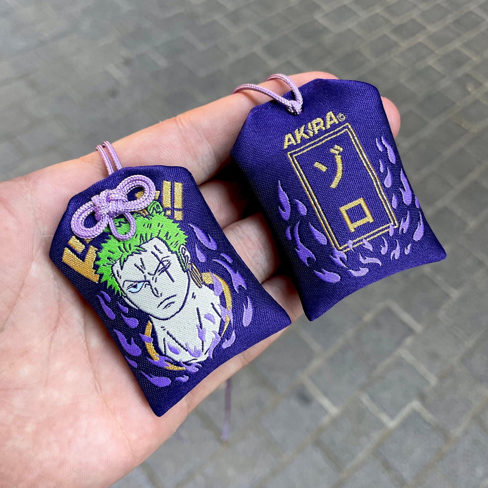 Anime-inspired Roronoa Zoro Japanese style omamori charm
